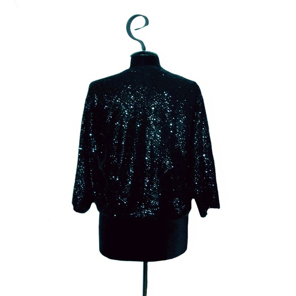 The Broadway Vintage Black Sequin Cardigan Size M - Picture 2 of 6